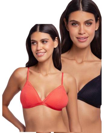 DORINA LAMINA-2ΤΕΜ ΓΥΜΝΑΙΚΕΙΑ BRALETTE FULL CUP | ΕΛΑΦΡΑ ΕΝΙΣΧΥΣΗ | WIRELESS FXBR0048LA077-2X0464 CORAIL/NOIR