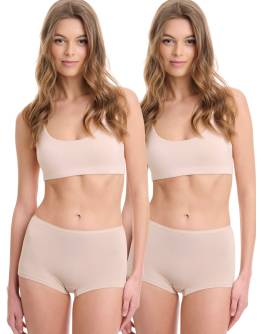 Walk Σλιπ μπόξερ/σορτσάκι από bamboo (2 τμχ.) Μπεζ - Μπεζ W2034_1919