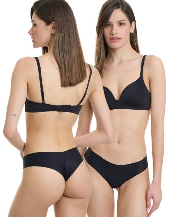 WALK Αόρατο brazilian Γυναικείο σλιπ χωρίς ραφές (2 τμχ.) Μαύρο - Μαύρο W2074_0202