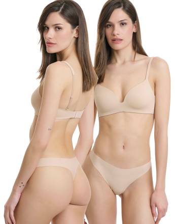Walk Αόρατο Γυναικείο τάνγκα χωρίς ραφές (2 τμχ.) Μπεζ - Μπεζ W2073_1919