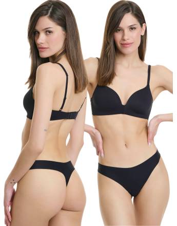 Walk Αόρατο Γυναικείο τάνγκα χωρίς ραφές (2 τμχ.) Μαύρο - Μαύρο W2073_0202