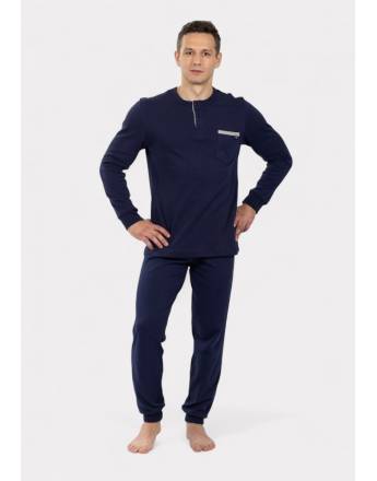 Nina Club Πιτζάμα ανδρική βαμβακερή Basic NC760-24 Μπλε AW2025-26