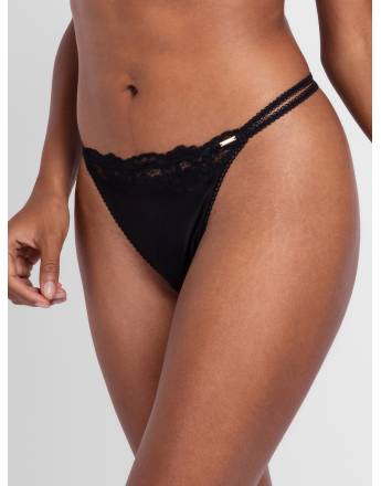 Dorina Shiny Γυναικειο Slip micro with lace trim FXST0054MI127-BK0001 Μαύρο