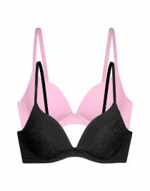 Dorina WILLA Γυναικείο Σουτιέν 2τεμ. PUSH UP PLUNGE BRA Cup-B FXPG0007LA182-2X0490 BLACK/PINK
