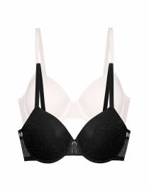 DORINA EMERSYN 2ΤΕΜ Γυναικείο Σουτιέν με ελαφρά ενίσχυση και μπανέλα Cup D-E FXTT0099LA189-2X0018 BLACK/IVORY