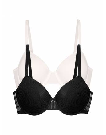 DORINA EMERSYN 2ΤΕΜ Γυναικείο Σουτιέν με ελαφρά ενίσχυση και μπανέλα Cup D-E FXTT0099LA189-2X0018 BLACK/IVORY