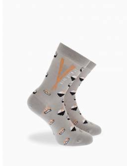 Walk Γυναικείες Βαμβακερές κάλτσες με σχέδιο sushi Γκρι ανοικτό W132-11_13
