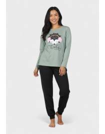 Cherry Underwear Γυναικεία Βαμβακερή Πιτζάμα Winter Hedgehog CHR262604 Πράσινο