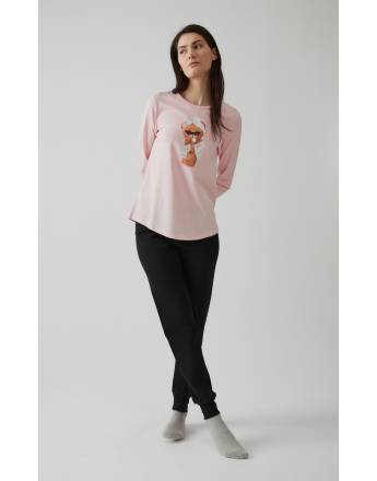 MINERVA Relax Γυναικεία Πιτζάμα 90-52617 ΡΟΖ ΠΟΥΔΡΑ