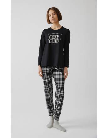MINERVA Cosy Club Γυναικεία Πιτζάμα 90-52601-45 Μαύρο