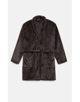 MINERVA Fleece Ανδρική Μονόχρωμη Ρόμπα 96-71212-590 ΓΚΡΙ CARBON