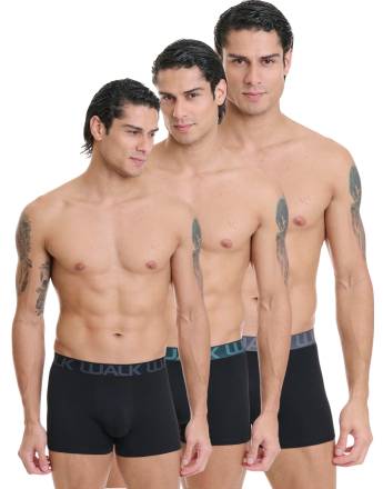 Walk Ανδρικό Βαμβακερό μπόξερ (3 τμχ.) Μαύρο W1753-4_020202