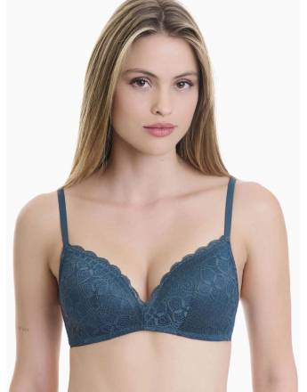 Walk Γυναικείο Σουτιέν από δαντέλα χωρίς μπανέλα, με ελαφριά ενίσχυση Πετρόλ W2242_87