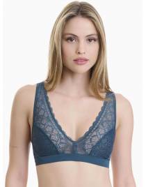 Walk Γυναικείο Τριγωνικό bralette από δαντέλα Πετρόλ W2241_87
