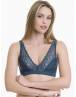 Walk Γυναικείο Τριγωνικό bralette από δαντέλα Πετρόλ W2241_87