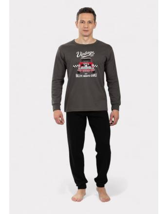 Nina Club Πιτζάμα ανδρική Vintage NCM26730 Ανθρακί