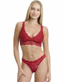 Walk Γυναικείο Brazilian σλιπ από δαντέλα και microfiber Κόκκινο σκούρο W2042_44