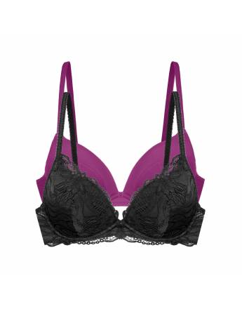 DORINA Angie Γυναικείο Σουτιέν 2Τεμ.. Push Up Cup-D DCPG0003LA001-2X0494 NOIR/FUCHISIA