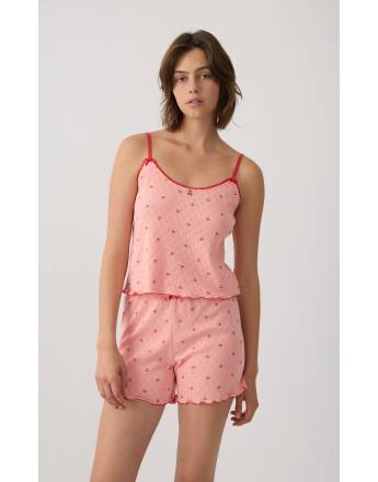 Cherries Pointelle Αμάνικη Μπριτέλα Γυναικεία Πιτζάμα 90-53201-369 PEACH-RED CHERRIES SS2026