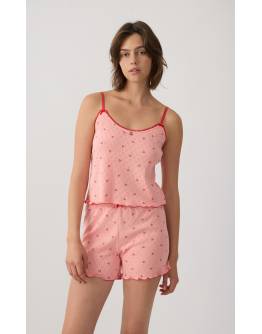 Cherries Pointelle Αμάνικη Μπριτέλα Γυναικεία Πιτζάμα 90-53201-369 PEACH-RED CHERRIES SS2026