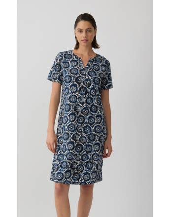 MINERVA Boheme Εμπριμέ Γυναικεία Νυχτικιά με Στρογγυλή Λαιμόκοψη με μικρό άνοιγμα V 90-53215-367 ECRU-BLUE A/O SS2026