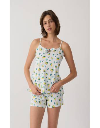 MINERVA Lemon Αμάνικη Μπριτέλα Γυναικεία Πιτζάμα 90-53219-365 GREY MEL-YELLOW LEMON SS2026