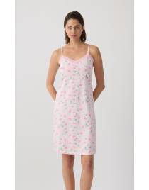 MINERVA Tulips Γυναικεία Αμάνικη Μπριτέλα Νυχτικιά 90-53236-366 ECRU-PINK TULIPS SS2026