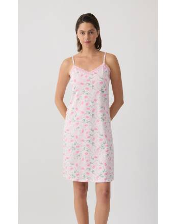 MINERVA Tulips Γυναικεία Αμάνικη Μπριτέλα Νυχτικιά 90-53236-366 ECRU-PINK TULIPS SS2026