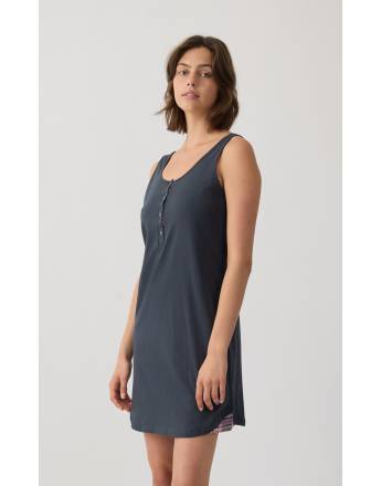 MINERVA Καρό Γυναικεία Αμάνικη Μπριτέλα Νυχτικιά με πατιλέτα 90-53243-706 ΑΝΘΡΑΚΙ SS2026