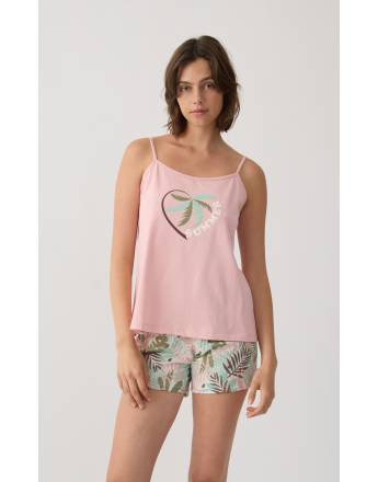 MINERVA Tropical Αμάνικη Μπριτέλα Γυναικεία Πιτζάμα 90-53256-371 ΡΟΖ BAROQUE SS2026