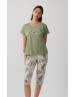 MINERVA Tropical Γυναικεία Κοντομάνικη Κάπρι Πυτζάμα 90-53259-185 XAKI SS2026