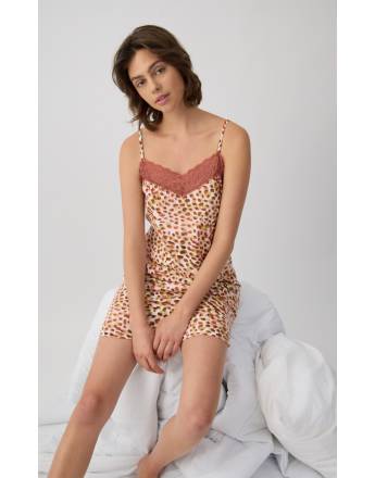 MINERVA Animal Γυναικεία Αμάνικη Μπριτέλα Νυχτικιά με δαντέλα 90-53262-313 ANIMAL DOTS SS2026