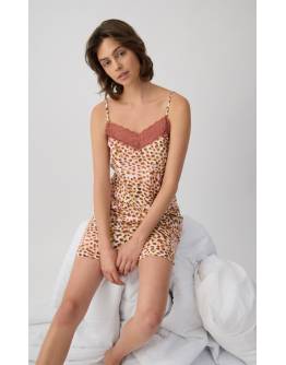 MINERVA Animal Γυναικεία Αμάνικη Μπριτέλα Νυχτικιά με δαντέλα 90-53262-313 ANIMAL DOTS SS2026