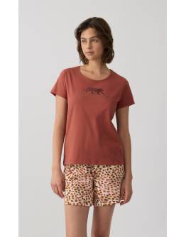 MINERVA Animal Γυναικεία Κοντομάνικη Πυτζάμα 90-53265-104 TERRACOTA SS2026