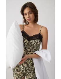 MINERVA Earth Tones TENCEL™ Αμάνικη Μπριτέλα Γυναικεία Πιτζάμα με V λαιμόκοψη 90-53274-937 ΜΠΕΖ-ΜΑΥΡΟ A/O