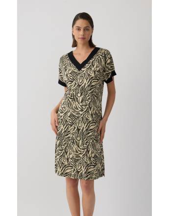 MINERVA Zebra Κοντομάνικη Γυναικεία Νυχτικιά με V Λαιμόκοψη 90-53278-937 ΜΠΕΖ-ΜΑΥΡΟ A/O SS2026