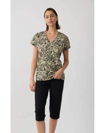 MINERVA Earth Tones Γυναικεία Κοντομάνικη Κάπρι Πιτζάμα 90-53281-937 ΜΠΕΖ-ΜΑΥΡΟ A/O SS2026