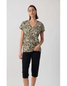 MINERVA Earth Tones Γυναικεία Κοντομάνικη Κάπρι Πιτζάμα 90-53281-937 ΜΠΕΖ-ΜΑΥΡΟ A/O SS2026