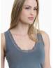 Walk Φανελάκι V-neck τοπ από bamboo με δαντέλα Πράσινο σκούρο W2207-1_40