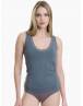Walk Φανελάκι V-neck τοπ από bamboo με δαντέλα Πράσινο σκούρο W2207-1_40
