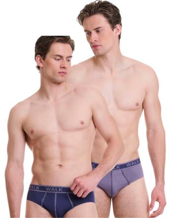 Walk Ανδρικό Βαμβακερό σλιπ με εξωτερικές ραφές (2 τμχ.) Λιλά - Μωβ W1757_3055