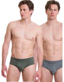 WALK Ανδρικό Βαμβακερό σλιπ με εσωτερικό λάστιχο Χακί - Γκρι μελανζέ W1759-1_2449