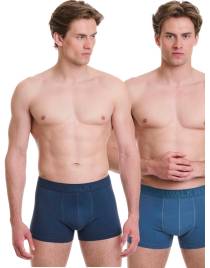 Walk Ανδρικό βαμβακερό μπόξερ με ανάγλυφο λάστιχο Μπλε σκούρο - Ραφ W1761-1_0307