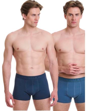 Walk Ανδρικό βαμβακερό μπόξερ με ανάγλυφο λάστιχο Μπλε σκούρο - Ραφ W1761-1_0307