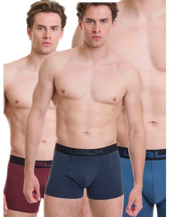 Walk Βαμβακερό μπόξερ (3 τμχ.) Μπλε - Ραφ - Γκρενά W1753-5_030727