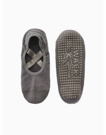 WALK Κάλτσες Γιόγκα - Pilates με σταυρωτά λάστιχα & αντιολισθητικό πάτο Γκρι Σκούρο W145-1_10