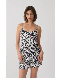 MINERVA Floral Σατέν Viscose Αμάνικη Μπριτέλα Γυναικεία Πιτζάμα 96-53291-400 BLACK-ECRU A/O SS-2026