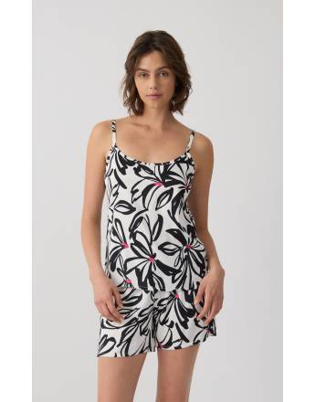 MINERVA Floral Σατέν Viscose Αμάνικη Μπριτέλα Γυναικεία Πιτζάμα 96-53291-400 BLACK-ECRU A/O SS-2026