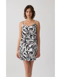 MINERVA Floral Σατέν Viscose Γυναικεία Αμάνικη Μπριτέλα Νυχτικιά 96-53292-400 BLACK-ECRU A/O SS-2026