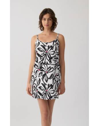 MINERVA Floral Σατέν Viscose Γυναικεία Αμάνικη Μπριτέλα Νυχτικιά 96-53292-400 BLACK-ECRU A/O SS-2026